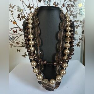 Elegant Multi-Strand Pearl and Bead Necklace